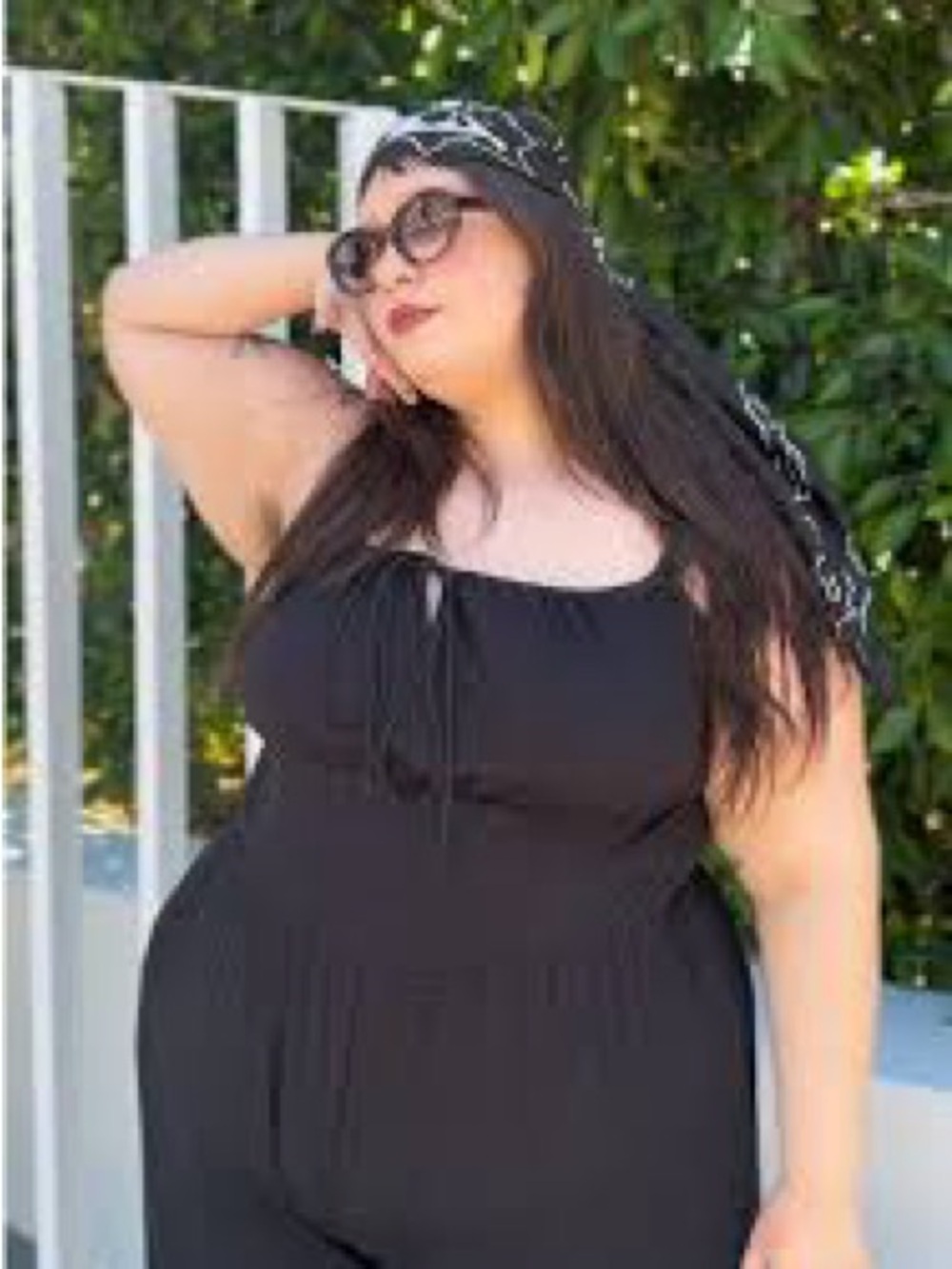 Foxblood Romper Black Keyhole Tie Front Flowy Frill Trim Goth Alternative 2XL